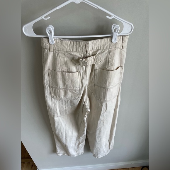 Free People Sailor Back Buckle Wide Leg Cropped Pants - Cream - Size 4 - Picture 7 of 13